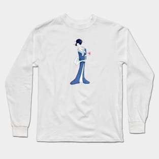 Blue geisha and butterfly Long Sleeve T-Shirt